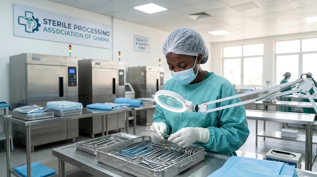 Sterile processing environment representing Ghana's professional community
